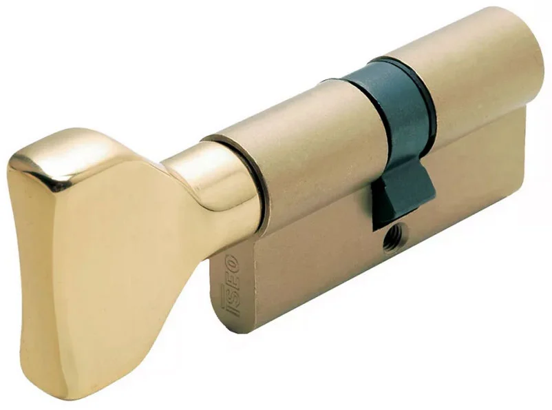 R6 Extra - Dwustronna wkładka bębenkowa z galka - mosiadz matowy